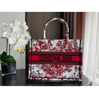 Pretty Style Dior Medium Book Tote Bag Bag in Le Cœur des Papillons Embroidery CD5078 White and Red 2024