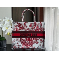 Promotional Dior Large Book Tote Bag Bag in Le Cœur des Papillons Embroidery CD5078 White and Red 2024