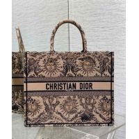 Super Quality Dior Large Book Tote Bag Bag in Toile de Jouy Soleil Embroidery CD5083 Beige/Black 2024