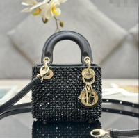 Good Taste Dior Micro Lady Dior Bag with Beads 0415 Black 2024