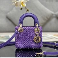 Trendy Design Dior Micro Lady Dior Bag with Beads 0415 Purple 2024