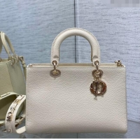 Well Crafted Dior Medium Lady D-Sire My ABCDior Tote Bag in Grained Calf Leather CD5100 White 2024