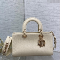 Discount Dior Small Lady D-Sire My ABCDior Tote Bag in Grained Calf Leather CD5102 White 2024