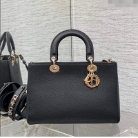 Pretty Style Dior Medium Lady D-Sire My ABCDior Tote Bag in Grained Calf Leather CD5100 Black 2024