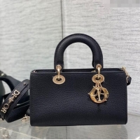 Popular Style Dior Small Lady D-Sire My ABCDior Tote Bag in Grained Calf Leather CD5102 Black 2024