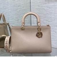 Well Crafted Dior Medium Lady D-Sire My ABCDior Tote Bag in Grained Calf Leather CD5100 Powder Pink 2024