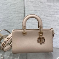 Top Grade Dior Small Lady D-Sire My ABCDior Tote Bag in Grained Calf Leather CD5102 Powder Pink 2024