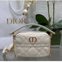 Famous Brand Dior Small Dior Caro Top Handle Camera Bag in Macrocannage Calfskin CD5108 White 2024