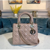 Famous Brand Dior Medium Lady Dior Bag in Cannage Lambskin 44532 Nude Pink/Gold 2024