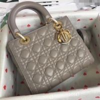 Pretty Style Dior Medium Lady Dior Bag in Cannage Lambskin 44532 Grey/Gold 2024