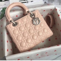 Cheapest Dior Medium Lady Dior Bag in Cannage Lambskin 44532 Light Pink/Silver 2024