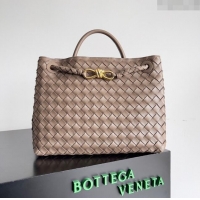 Super Quality Bottega Veneta Medium Andiamo Top Handle Bag in Intrecciato Leather 743572 Grey 2024