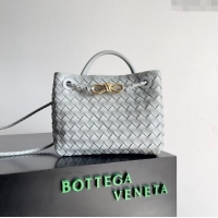 Most Popular Bottega Veneta Small Andiamo Top Handle Bag in Intrecciato Leather 743568 Agate Grey 2023