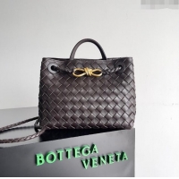 Popular Style Bottega Veneta Small Andiamo Top Handle Bag in Intrecciato Leather 743568 Fondant Brown 2024