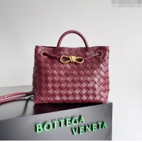 Reasonable Price Bottega Veneta Small Andiamo Top Handle Bag in Intrecciato Leather 743568 Burgundy 2024