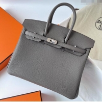 Best Price Hermes Birkin 25cm Bag in Original Togo Leather HB025 Tinware Grey/Silver (Pure Handmade)