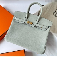 Good Looking Hermes Birkin 25cm Bag in Original Togo Leather HB025 Glacier Grey/Gold (Pure Handmade)