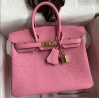 Grade Discount Hermes Birkin 25cm Bag in Original Togo Leather HB025 Sakura Pink/Gold (Pure Handmade)