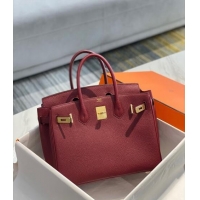 Reasonable Price Hermes Birkin 30cm Bag in Togo Calfskin 1228 Bordeaux Red