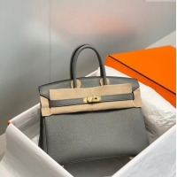 Top Grade Hermes Birkin 25cm Bag in Togo Leather 1227 Cloud Grey