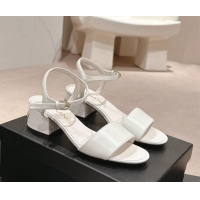 Stylish Chanel Lambskin Heel Sandals 4.5cm White 423051