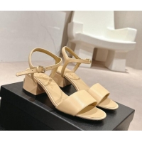 Top Grade Chanel Lambskin Heel Sandals 4.5cm Beige 423052