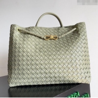 Top Quality Bottega Veneta Large Andiamo Top Handle Bag in Intrecciato Suede Leather 743575 Travertine Green 2024