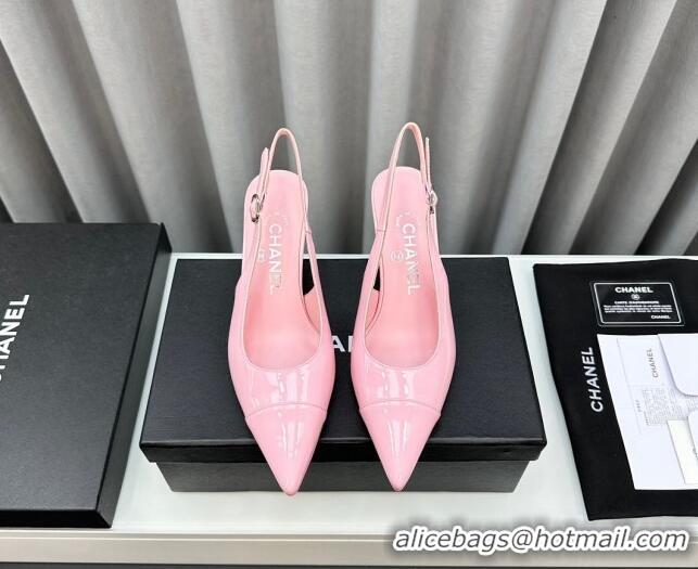 Hot Style Chanel Patent Calfskin Slingbacks Pumps 6cm Pink 423097