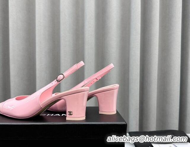 Hot Style Chanel Patent Calfskin Slingbacks Pumps 6cm Pink 423097