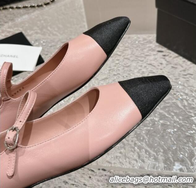 Chanel Lambskin & Grosgrain Mary Janes Flat Ballet Pink 423103