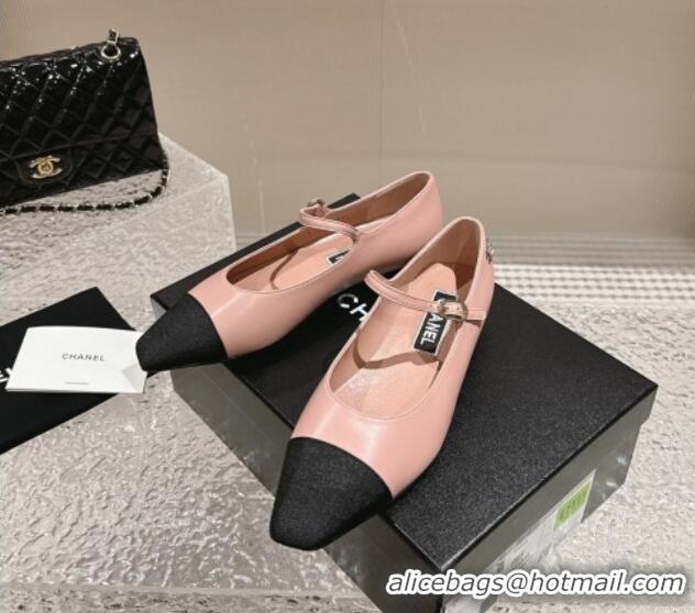 Chanel Lambskin & Grosgrain Mary Janes Flat Ballet Pink 423103