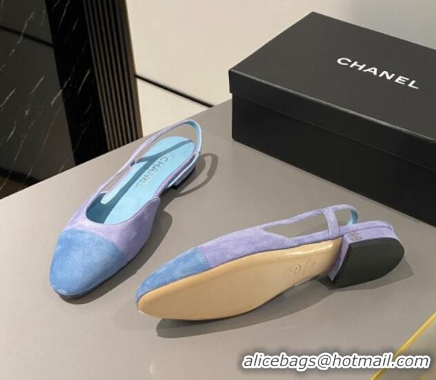 Fashion Chanel Suede Slingbacks Ballet Flat Purple 423107