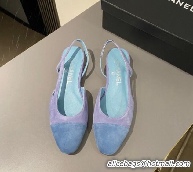 Fashion Chanel Suede Slingbacks Ballet Flat Purple 423107