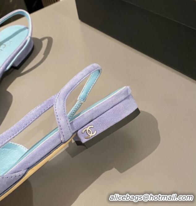 Fashion Chanel Suede Slingbacks Ballet Flat Purple 423107