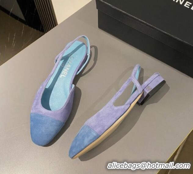 Fashion Chanel Suede Slingbacks Ballet Flat Purple 423107