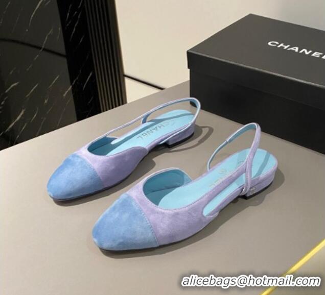 Fashion Chanel Suede Slingbacks Ballet Flat Purple 423107