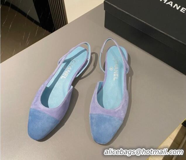 Fashion Chanel Suede Slingbacks Ballet Flat Purple 423107