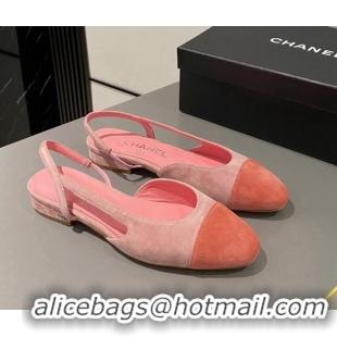 Classic Chanel Suede Slingbacks Ballet Flat Pink 423108