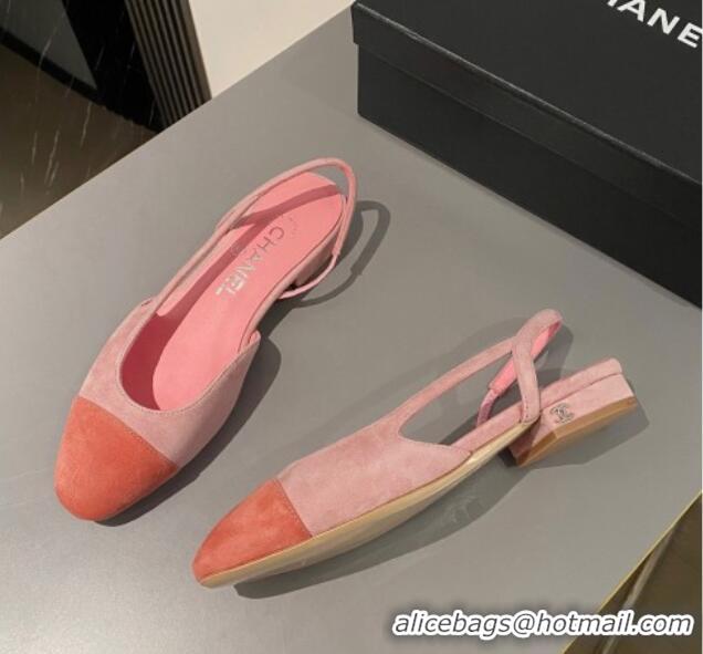 Classic Chanel Suede Slingbacks Ballet Flat Pink 423108