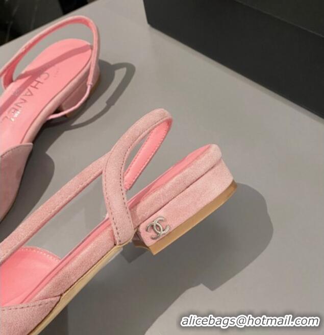 Classic Chanel Suede Slingbacks Ballet Flat Pink 423108