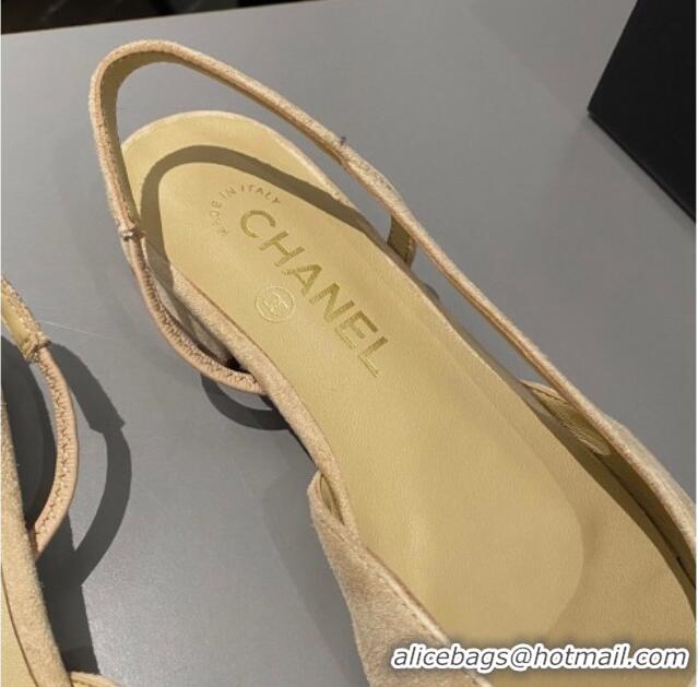 Best Price Chanel Suede Slingbacks Ballet Flat Beige 423109