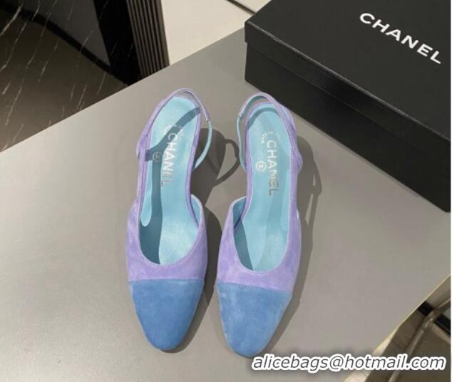 Stylish Chanel Suede Slingbacks Pumps 6.5cm G31318 Purple 423122