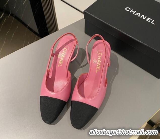 Good Quality Chanel Lambskin & Grosgrain Slingbacks Pumps 6.5cm G31318 Pink 423119