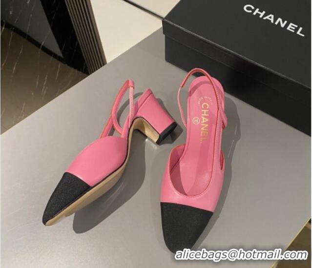 Good Quality Chanel Lambskin & Grosgrain Slingbacks Pumps 6.5cm G31318 Pink 423119