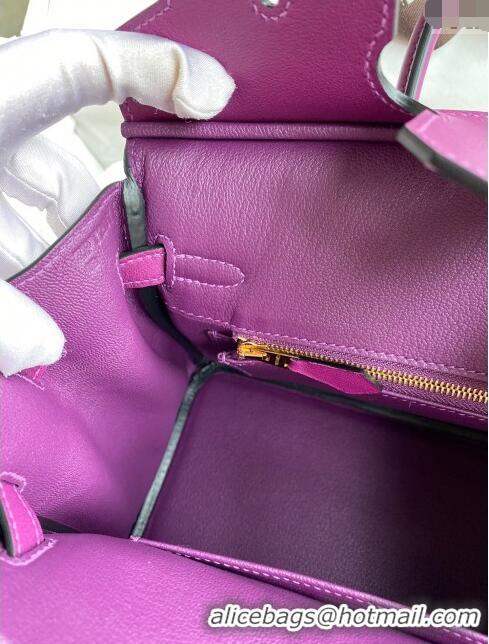 Best Price Hermes Birkin 25cm Bag in Original Swift Leather H025 Anemones Purple/Gold (Full Handmade)