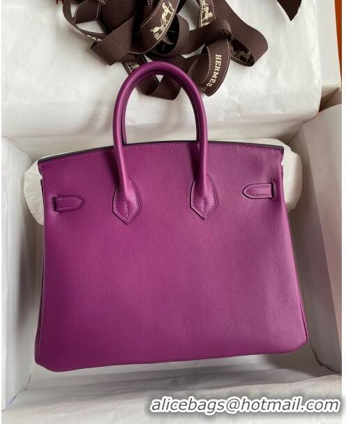 Best Price Hermes Birkin 25cm Bag in Original Swift Leather H025 Anemones Purple/Gold (Full Handmade)