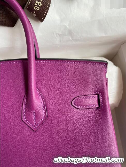 Best Price Hermes Birkin 25cm Bag in Original Swift Leather H025 Anemones Purple/Gold (Full Handmade)