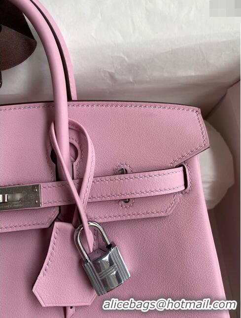 Luxurious Hermes Birkin 25cm Bag in Original Swift Leather H025 Mallow Purple/Silver 2024 (Full Handmade)