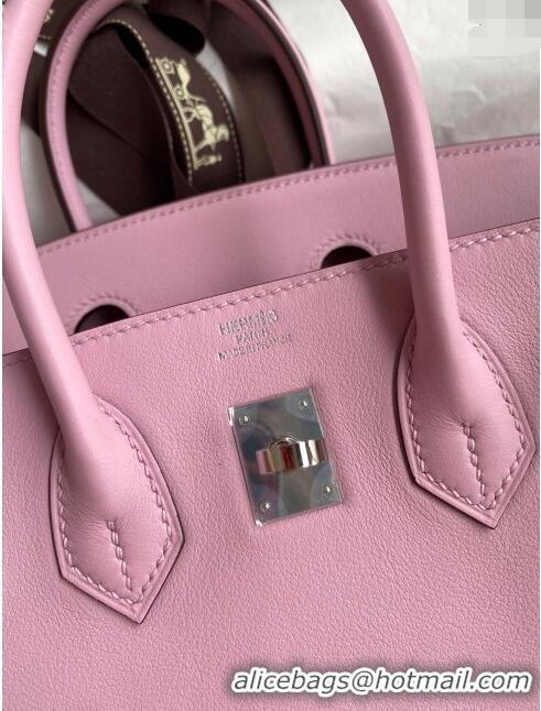 Luxurious Hermes Birkin 25cm Bag in Original Swift Leather H025 Mallow Purple/Silver 2024 (Full Handmade)