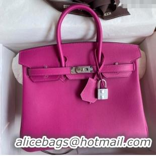 Top Quality Hermes Birkin 25cm Bag in Original Swift Leather H025 Rosy/Silver 2024 (Full Handmade)